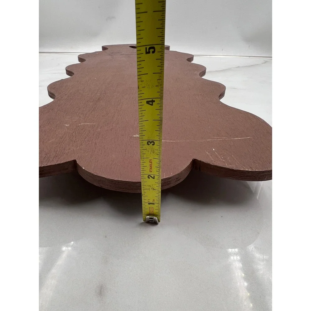 Vintage Wooden Spoon Rack Wall Hanging Display Heart Cutout Scalloped Brown